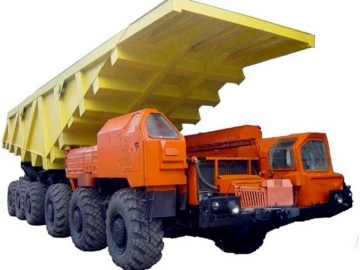 Самосвал грузоподъемностью 55 тонн на шасси ракетовоза с колёсной формулой 12х12.