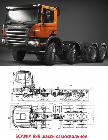 Scania 8x8 шасси полный привод для самосвала